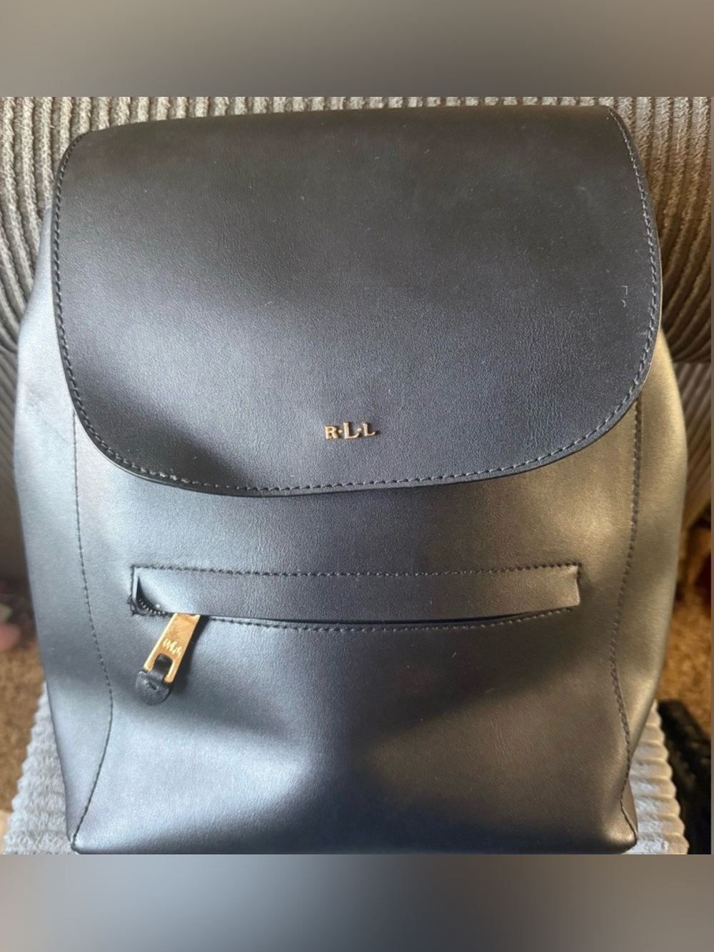 VTG Ralph Lauren Dryden Ellen Black Leather Backpack Bag Red Interior